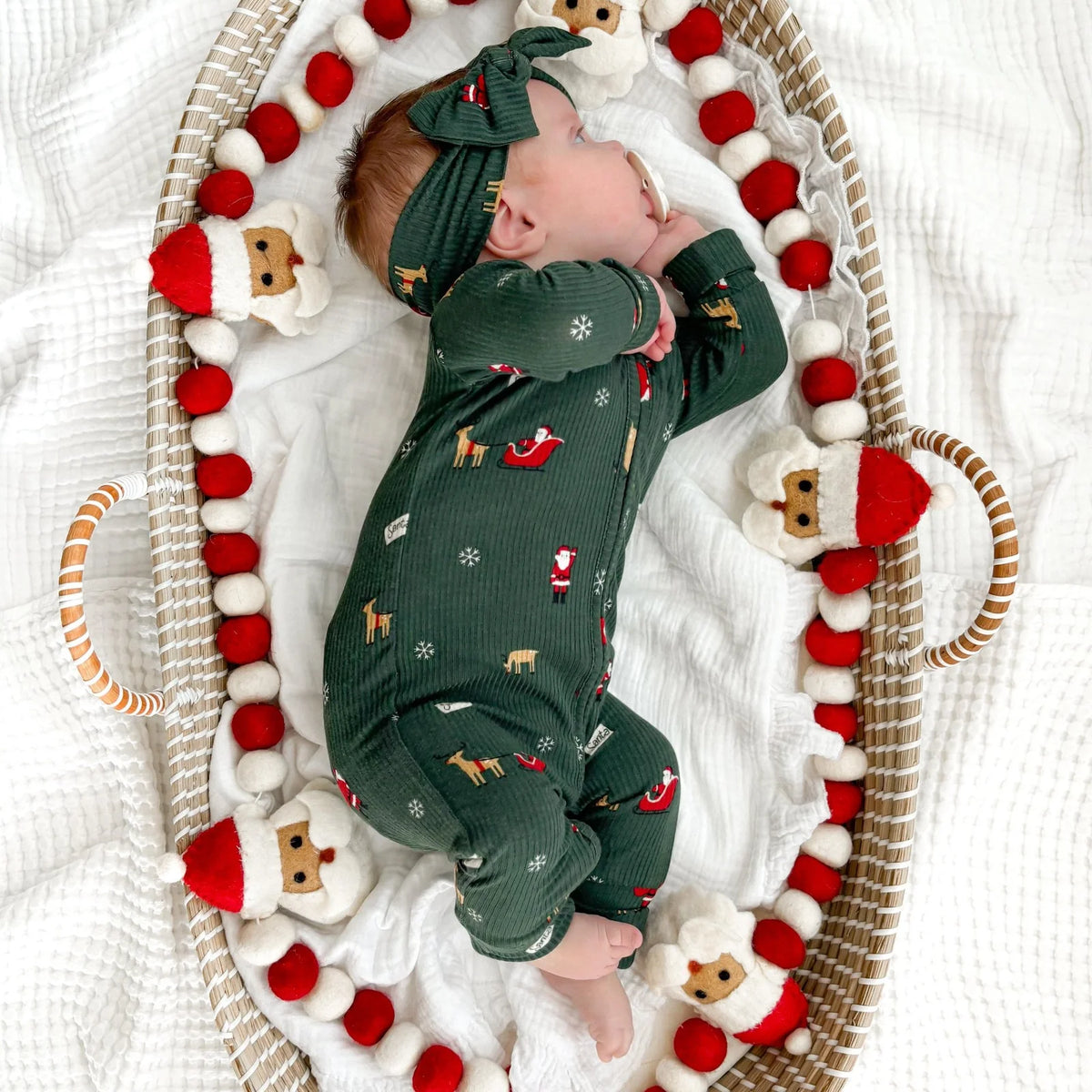 Santa Sleigh Bamboo Zip Romper