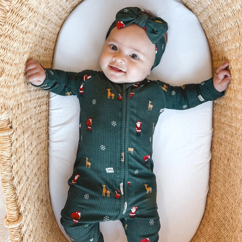 Santa Sleigh Bamboo Zip Romper