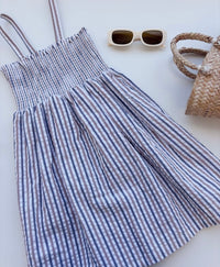 Striped Seersucker Smocked Tank Dress