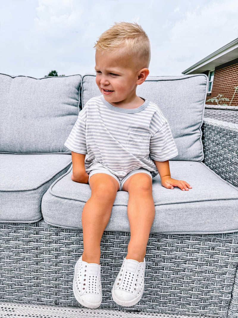 Blue Stripe Pocket Tee + Short Set