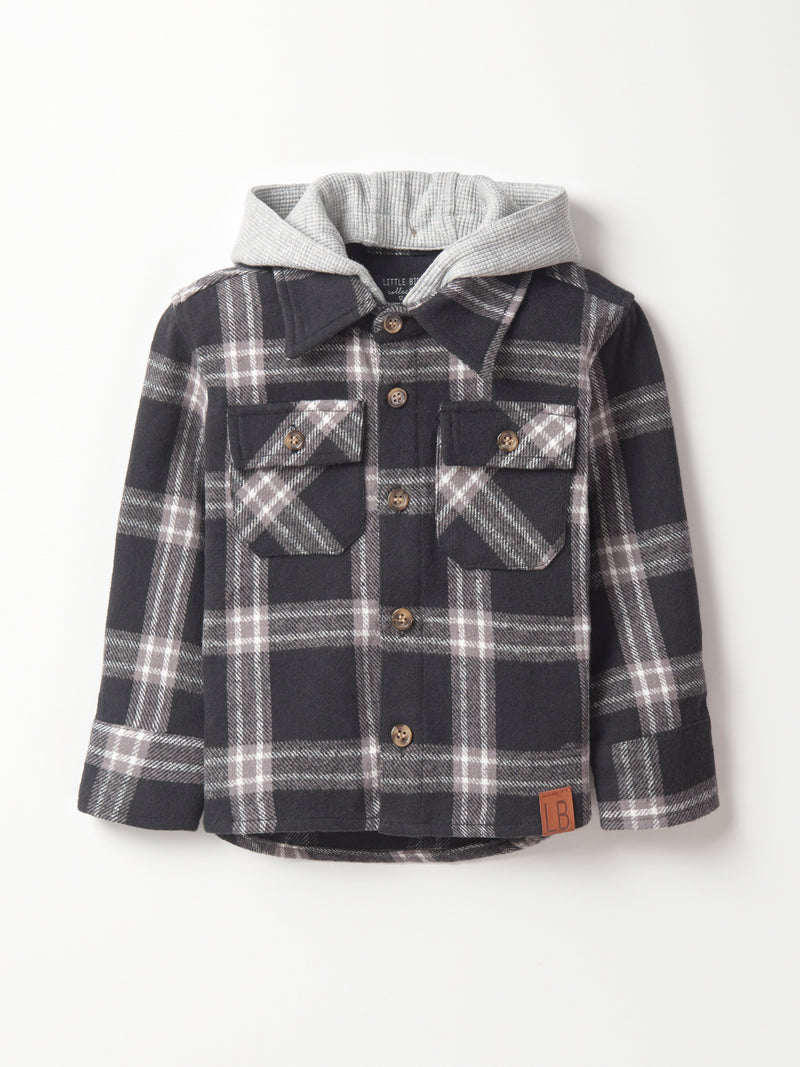 Black Hooded Flannel