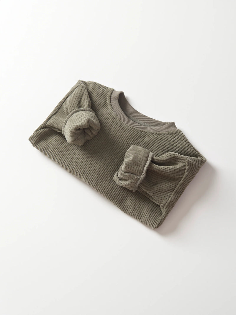 Army Green Waffle Crewneck