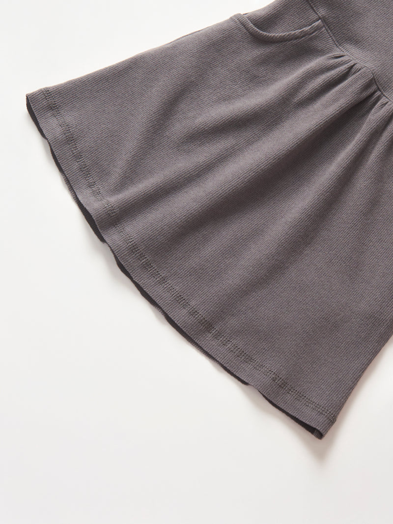 Graphite Long Sleeve Ribbed Dress