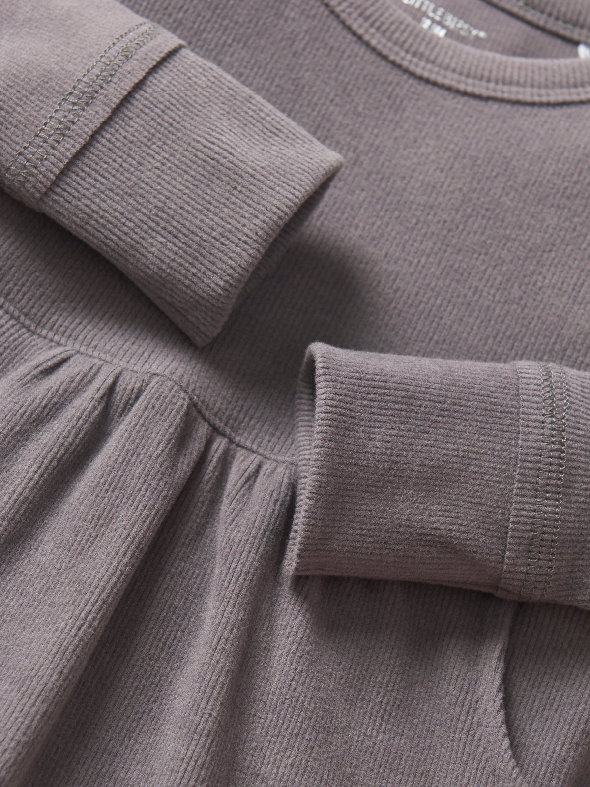Graphite Long Sleeve Ribbed Dress