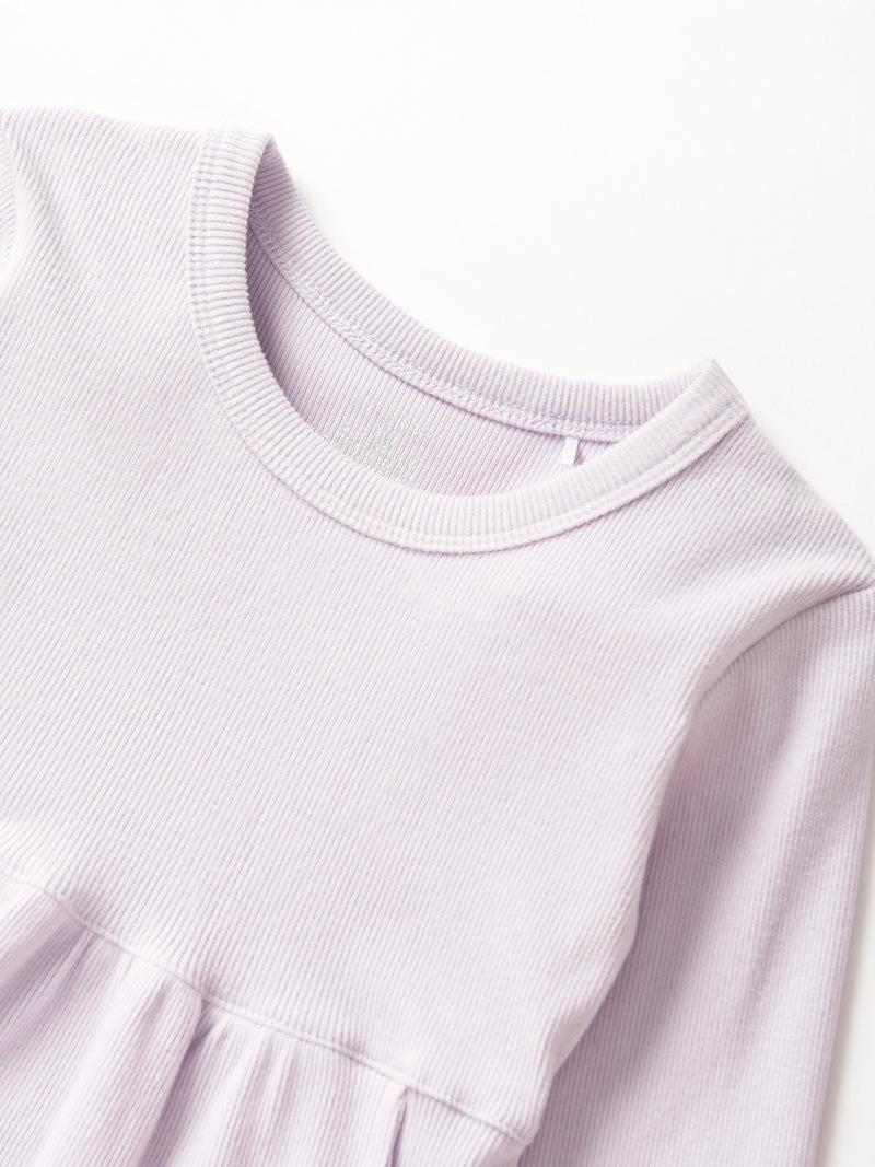 Lilac Long Sleeve Ribbed Dress