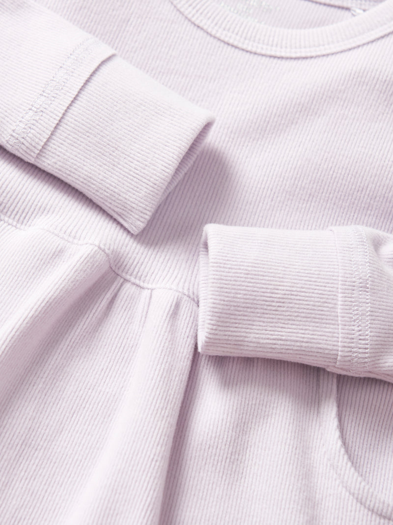 Lilac Long Sleeve Ribbed Dress
