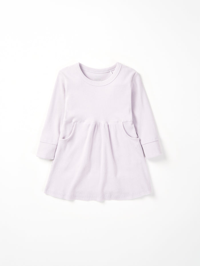 Lilac Long Sleeve Ribbed Dress