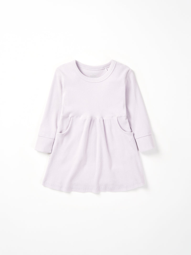Lilac Long Sleeve Ribbed Dress