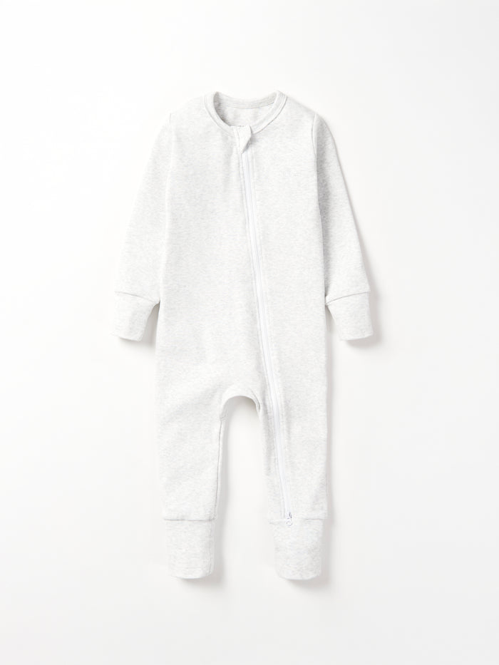 Light Heather Grey 2-Way Zip Romper