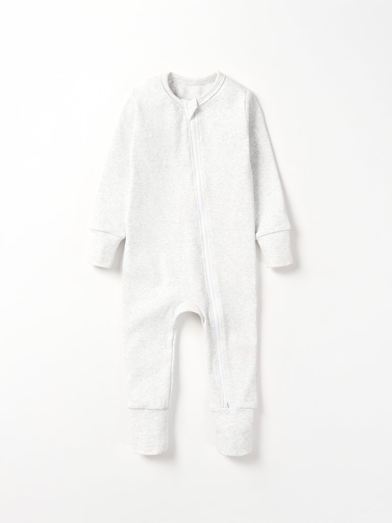 Light Heather Grey 2-Way Zip Romper