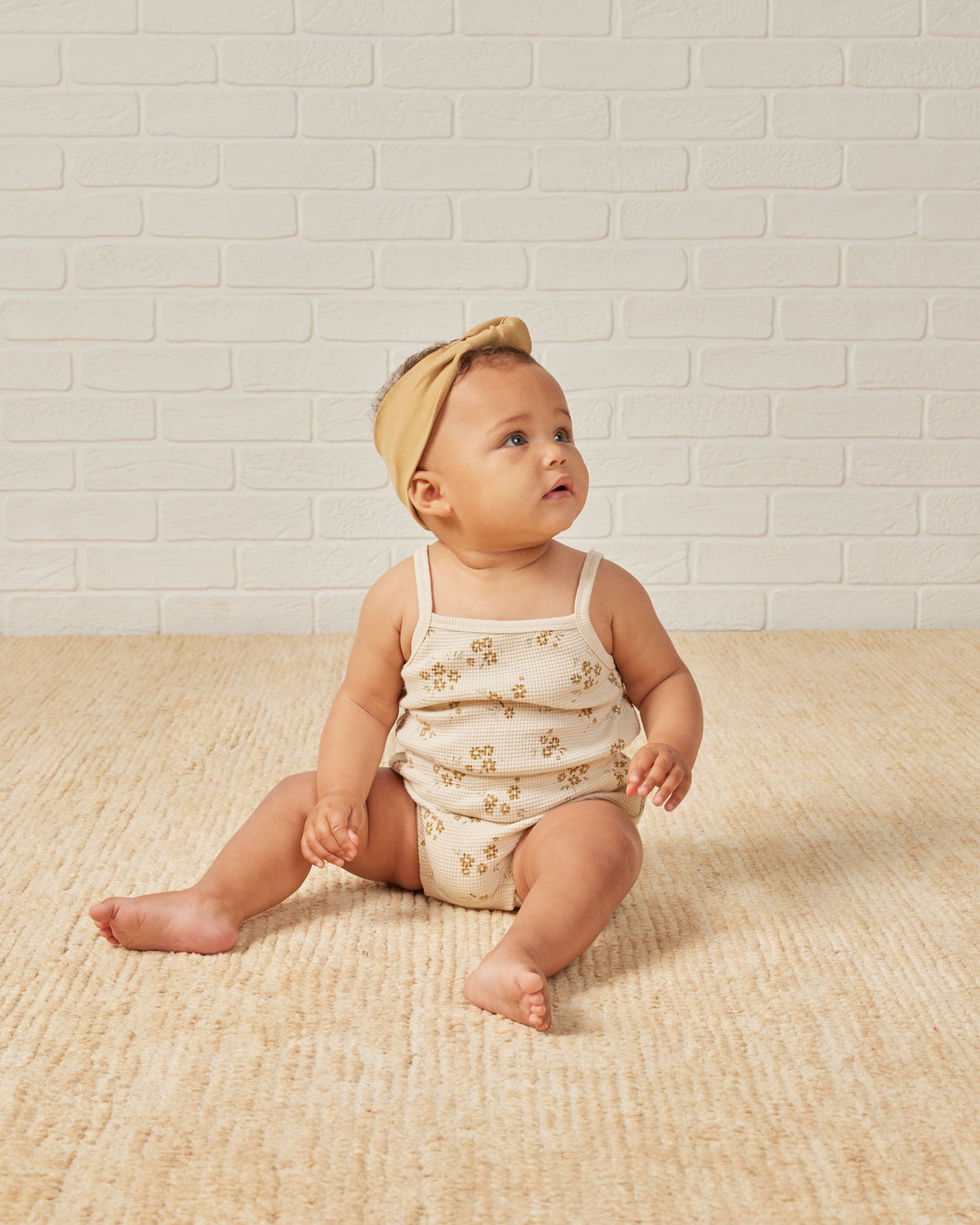 Honey Flower Waffle Cinch Romper