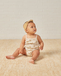 Honey Flower Waffle Cinch Romper