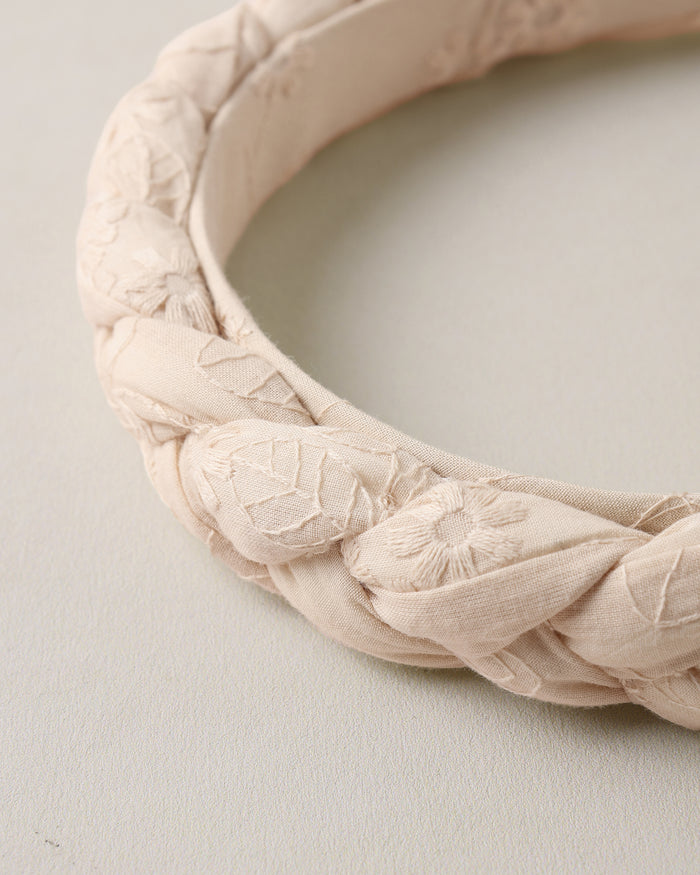 Embroidered Floral Braided Headband