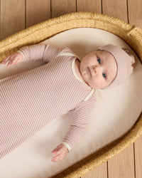 Mauve Stripe Knotted Baby Gown Set