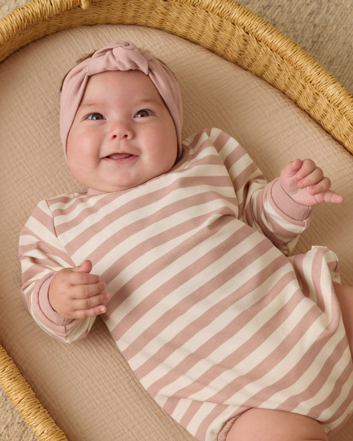Pink Stripe Crewneck Bubble Romper
