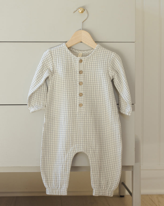 Blue Gingham Woven Jumpsuit