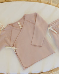 Rose Wrap Top + Footed Pant Set