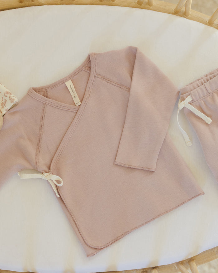 Rose Wrap Top + Footed Pant Set