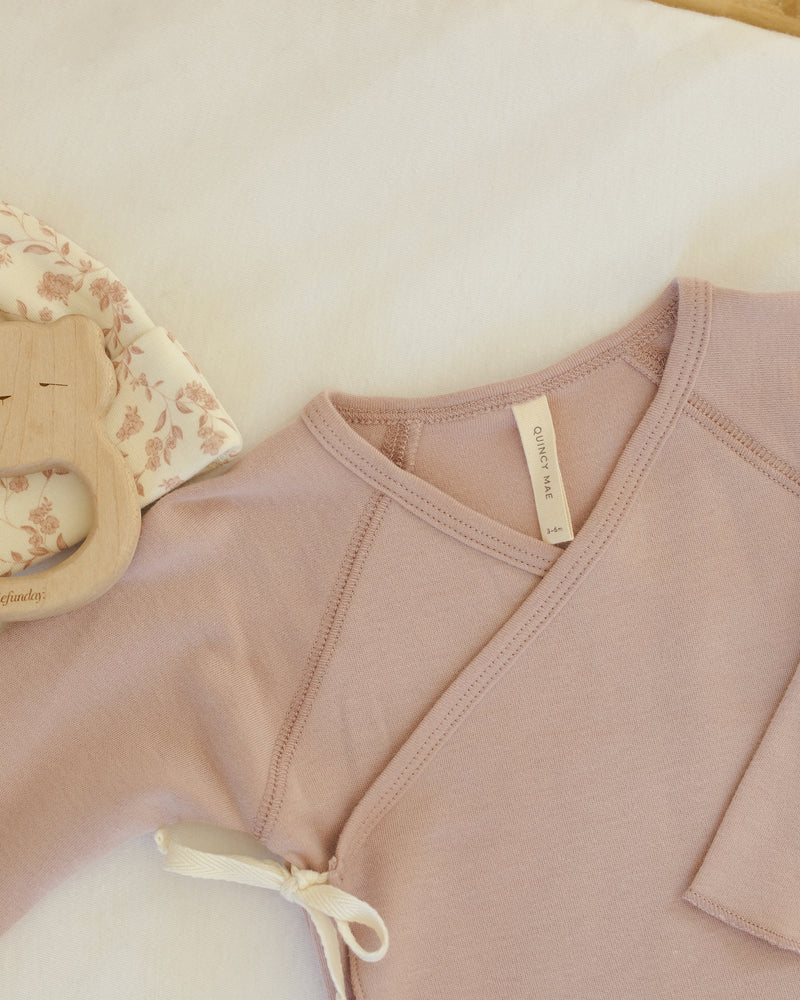 Rose Wrap Top + Footed Pant Set