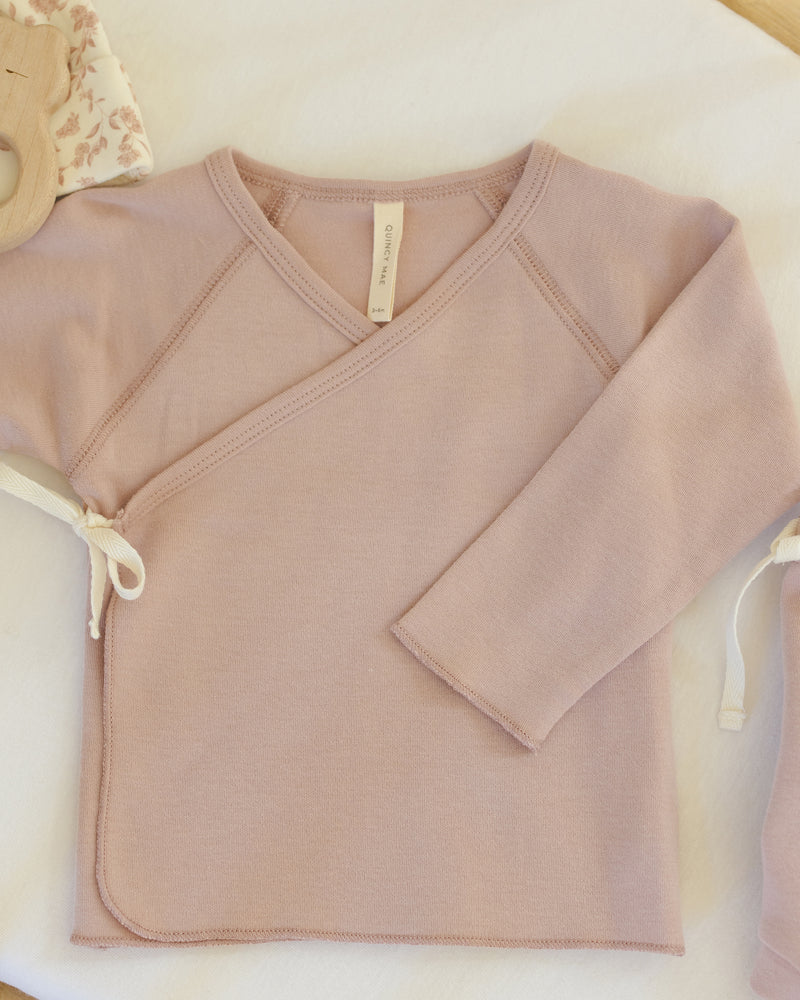 Rose Wrap Top + Footed Pant Set