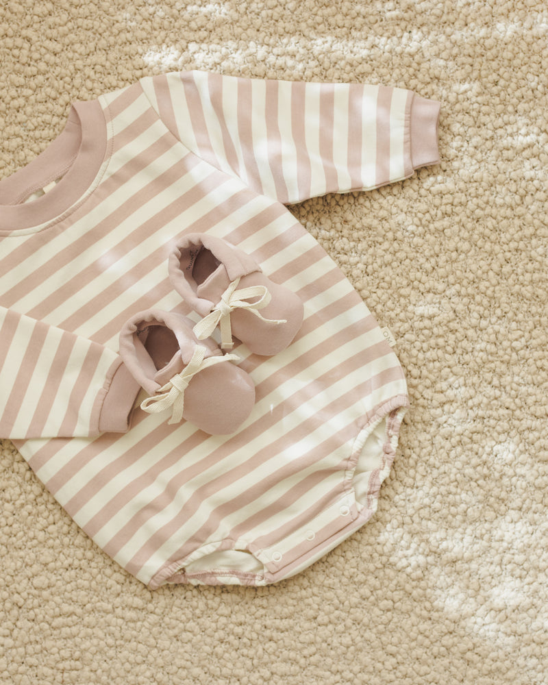 Pink Stripe Crewneck Bubble Romper