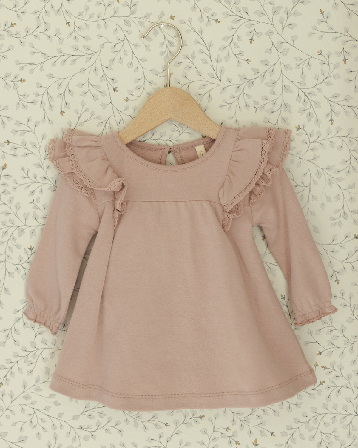 Rose Long Sleeve Flutter Dress