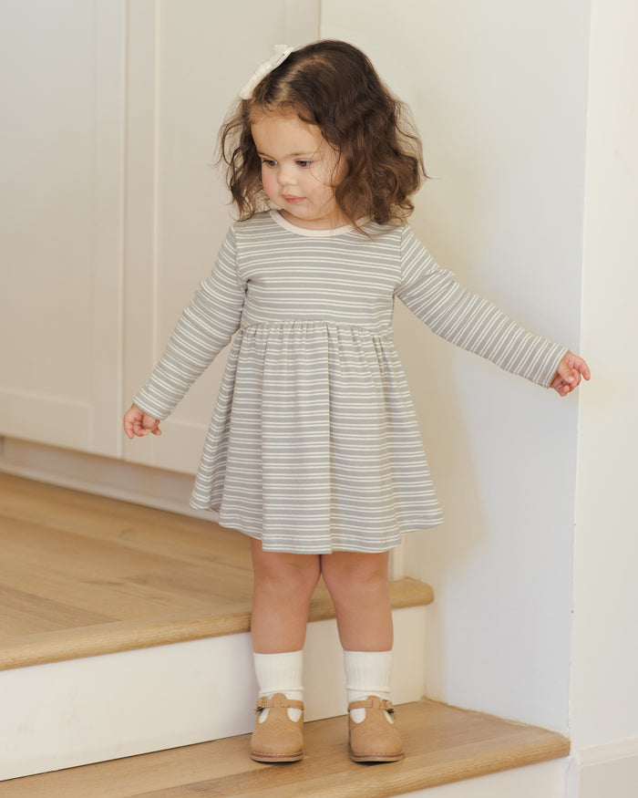 Steel Blue Stripe Ribbed Dress