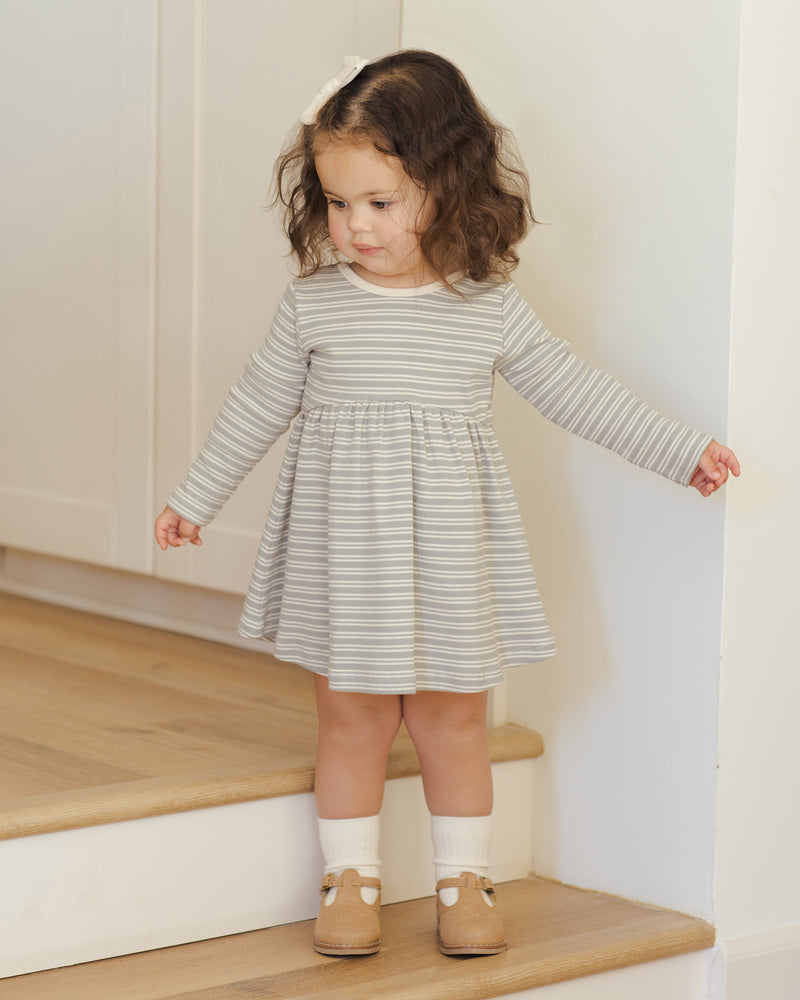 Steel Blue Stripe Ribbed Dress