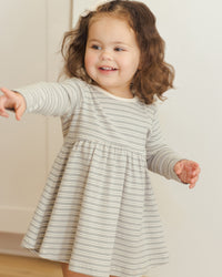 Steel Blue Stripe Ribbed Dress