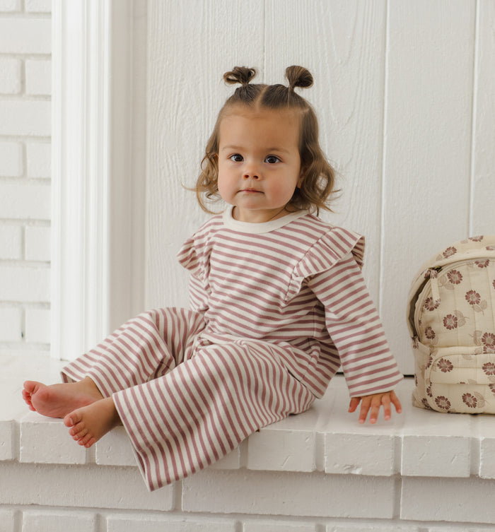 Mulberry Stripe Ruffle Cozy Set