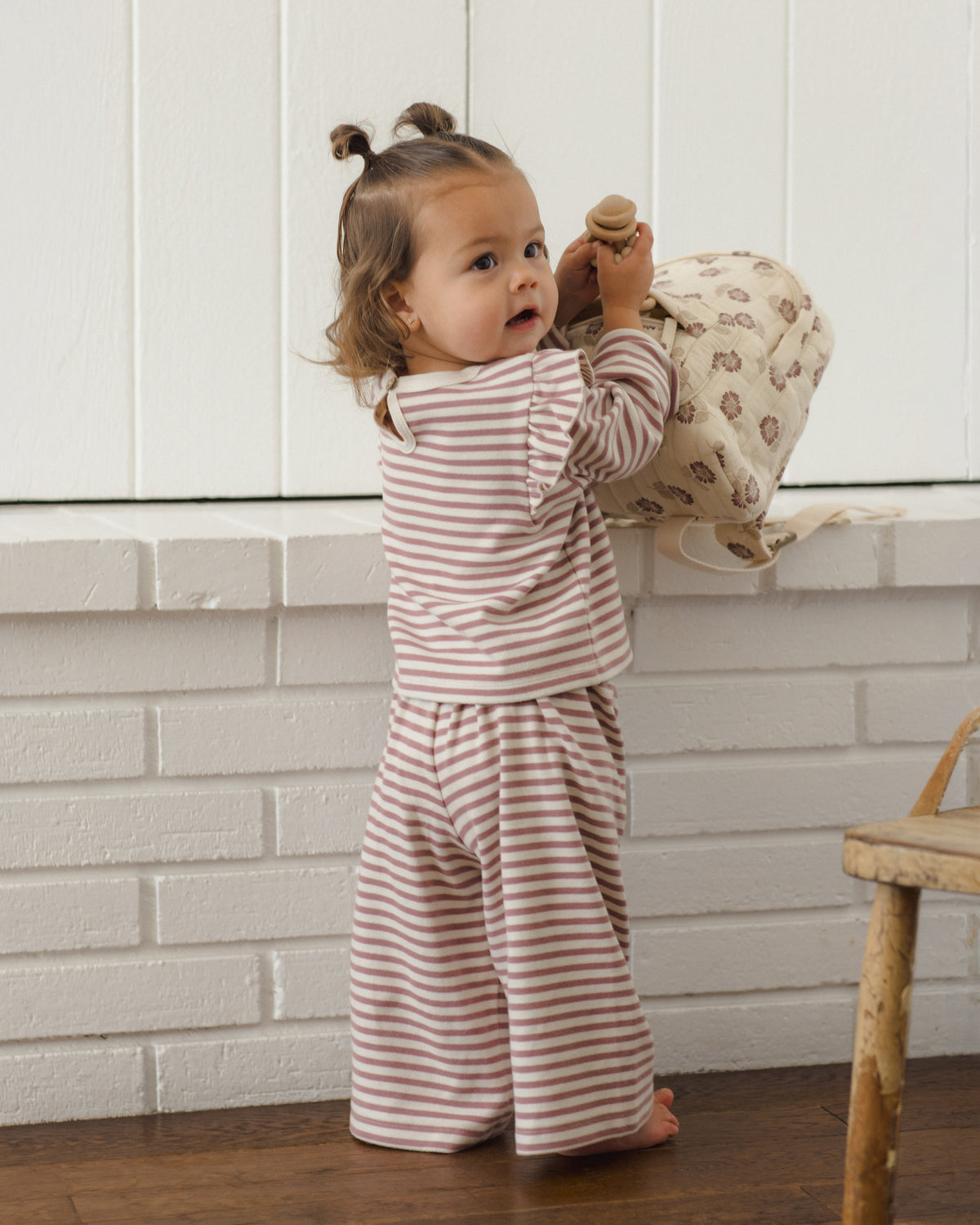 Mulberry Stripe Ruffle Cozy Set