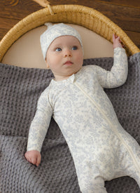 Cloud Floral Bamboo Zip Footie
