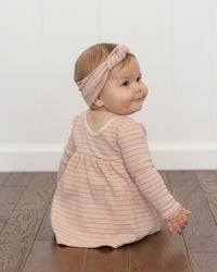 Dusty Rose Striped Ribbed Long Sleeve Dress