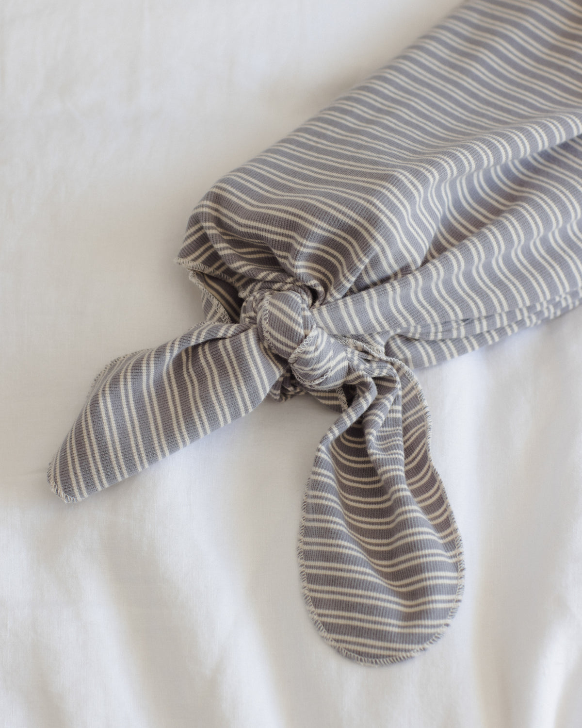 Slate Stripe Knotted Gown + Hat Set