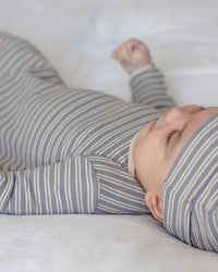 Slate Stripe Knotted Gown + Hat Set