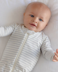Cloud Stripe Zipper Footie