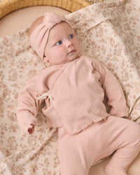 Dusty Rose Wrap Top + Footed Pant Set