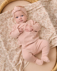 Dusty Rose Wrap Top + Footed Pant Set