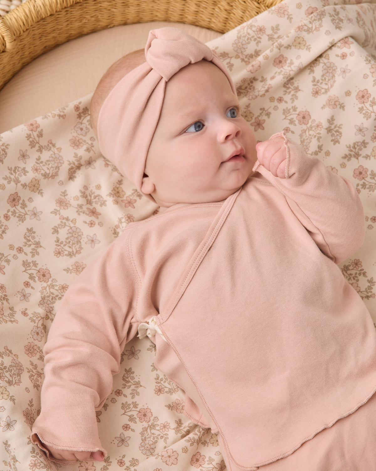 Dusty Rose Wrap Top + Footed Pant Set