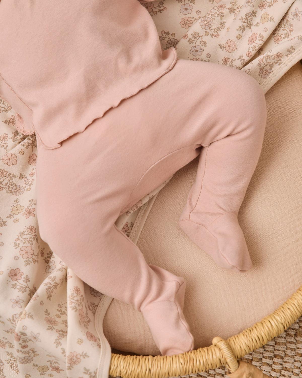 Dusty Rose Wrap Top + Footed Pant Set