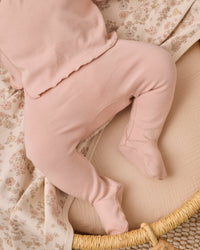 Dusty Rose Wrap Top + Footed Pant Set