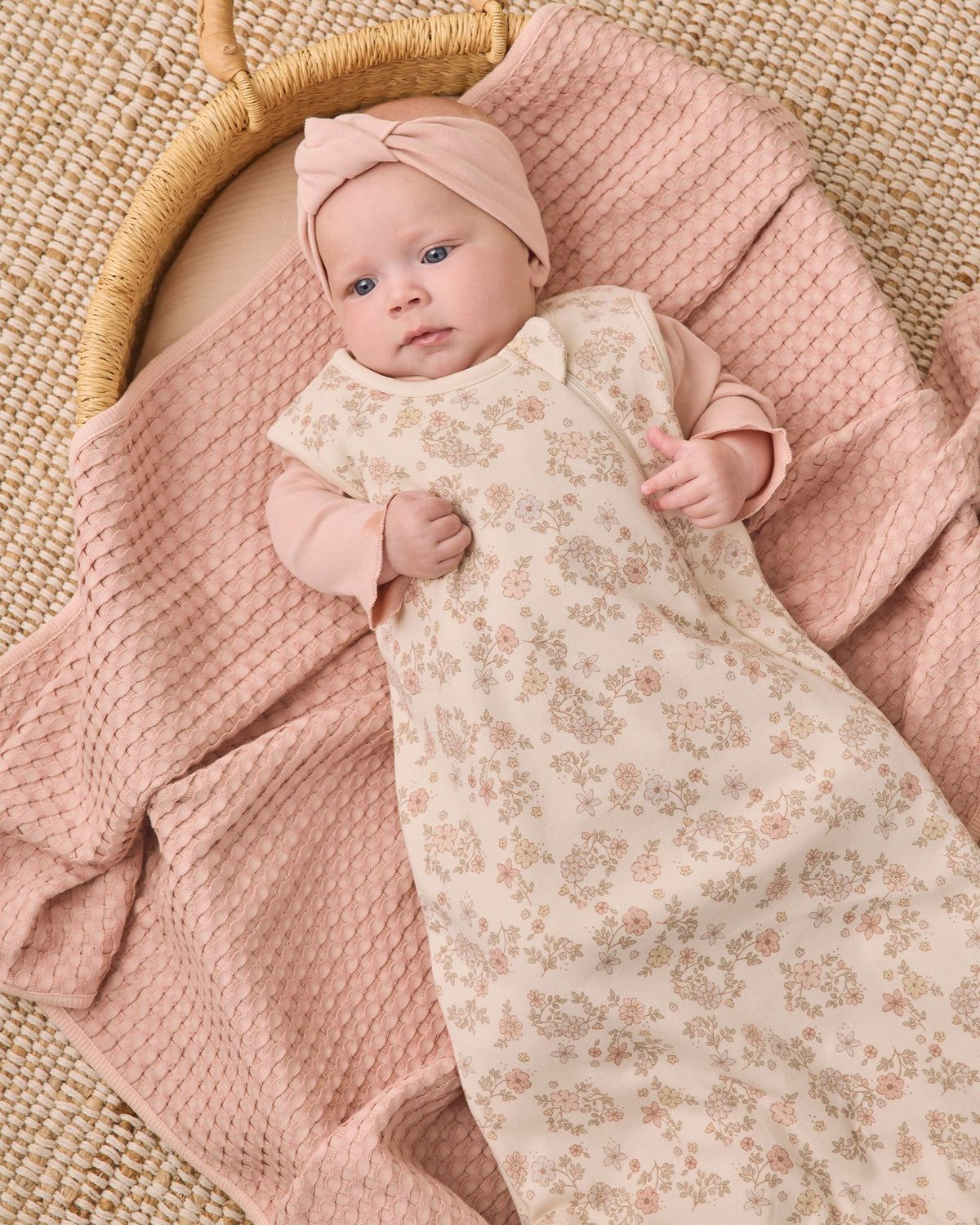 Dusty Rose Wrap Top + Footed Pant Set