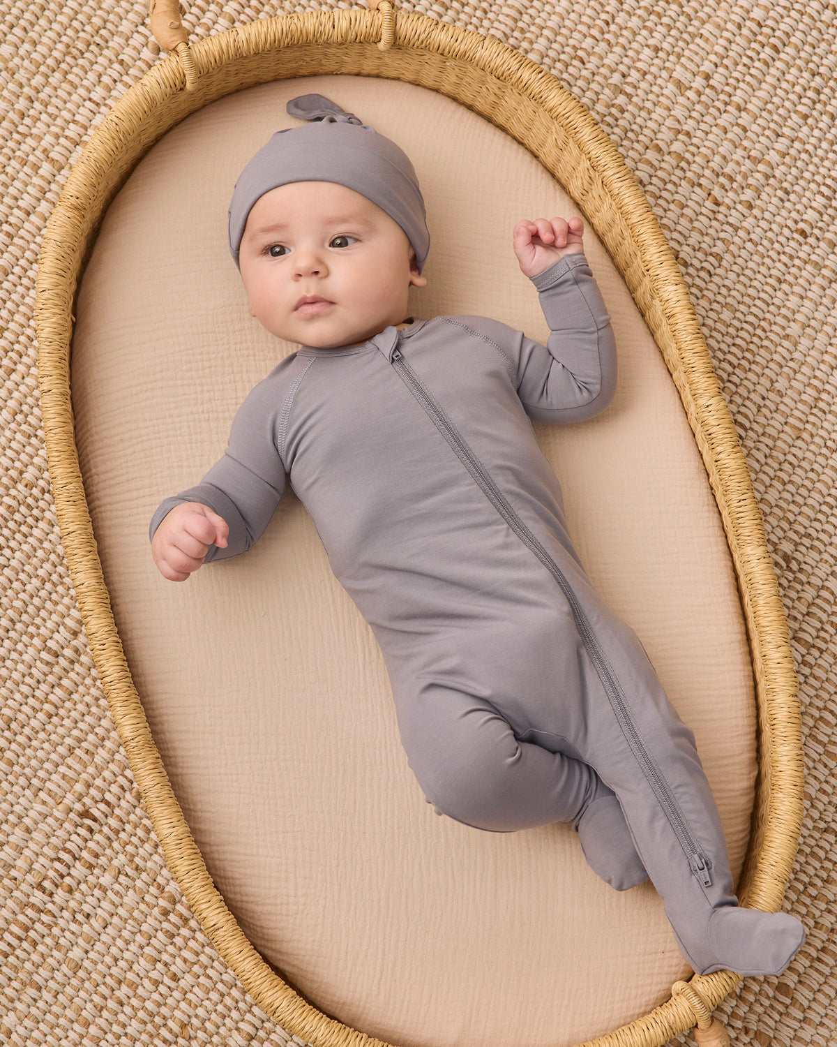 Slate Bamboo Zip Footie