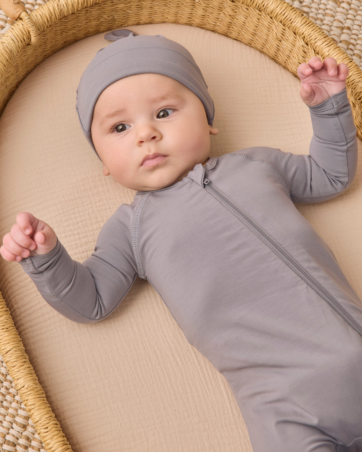Slate Bamboo Zip Footie