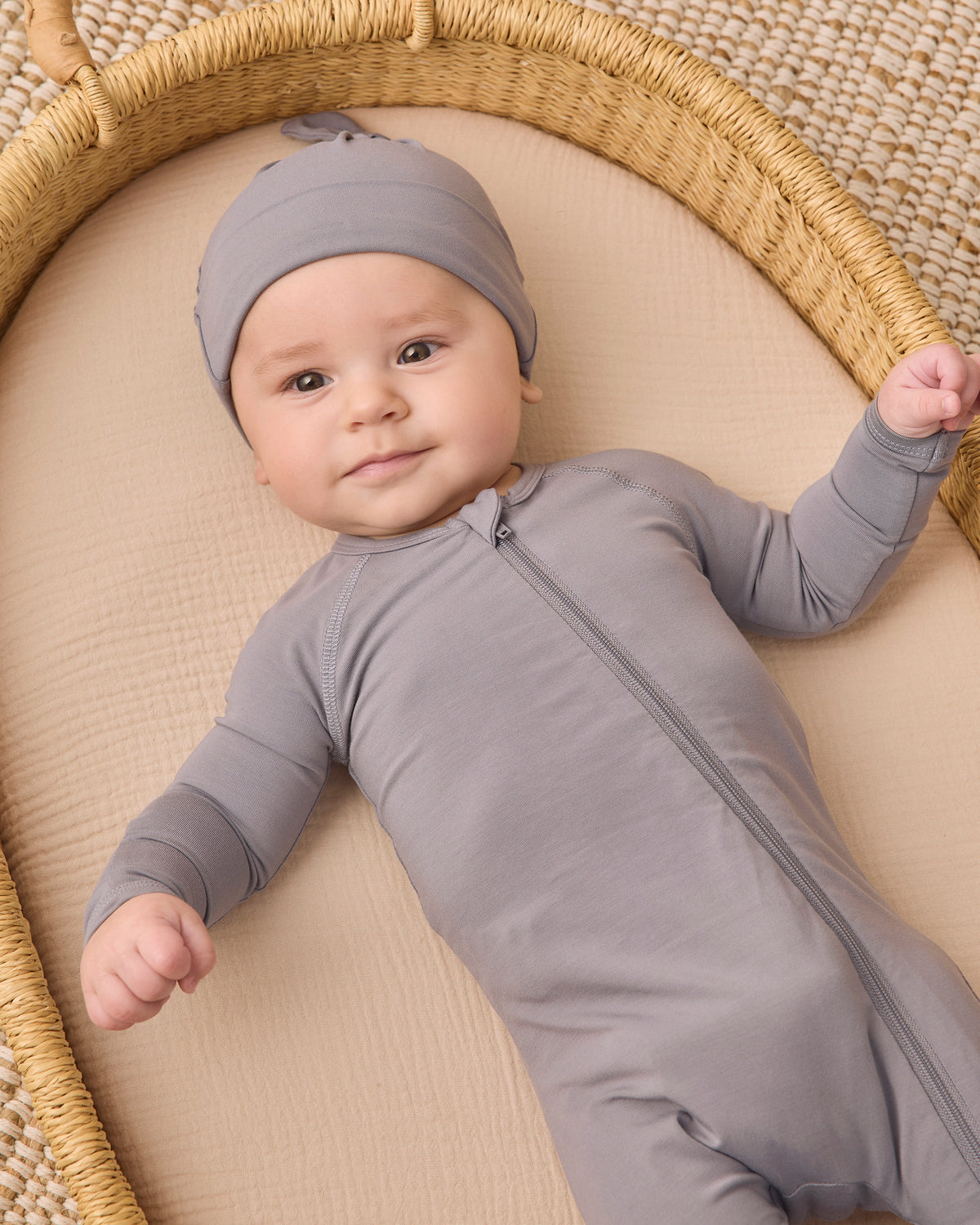 Slate Bamboo Zip Footie