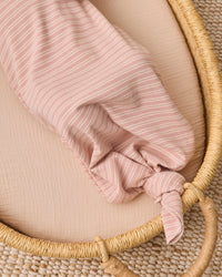 Dusty Rose Stripe Knotted Gown + Hat Set