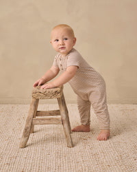 Almond Stripe Short Sleeve Jumpsuit