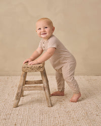 Almond Stripe Short Sleeve Jumpsuit