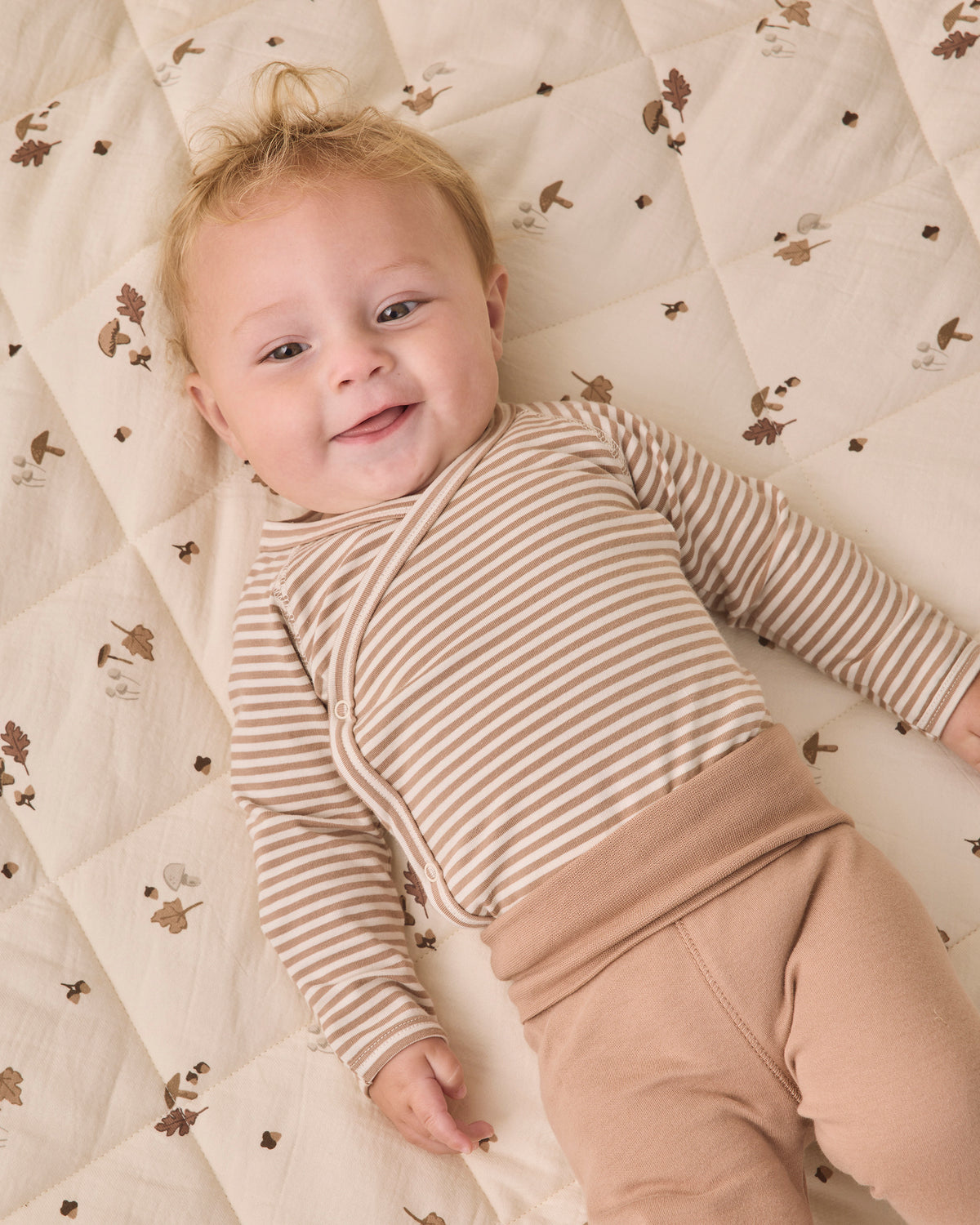 Almond Stripe Side Snap Bodysuit + Pant Set