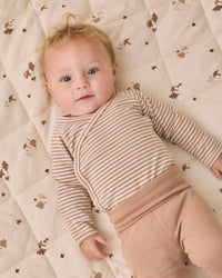 Almond Stripe Side Snap Bodysuit + Pant Set